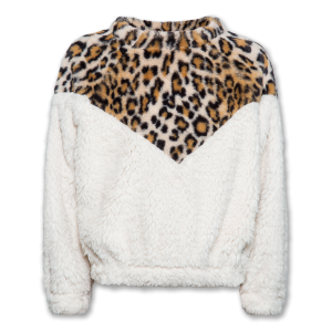 Short Mockneck Leopard Sweater Natural
