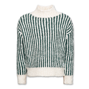 Mock Neck Stripes Garden Green