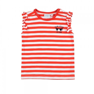 T-shirt streep-Funbird Rood