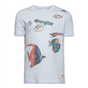 T-shirt c-neck fish light blue