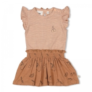 jurk streep - cutie fruity hazelnoot