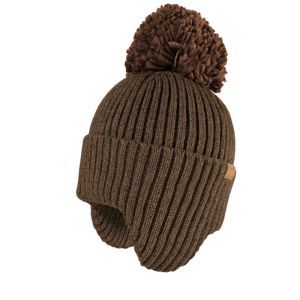 turn up ear flap, pompon aztecmeliert