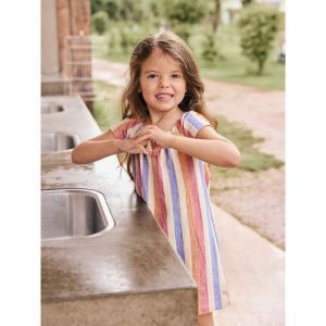 Dress striped heather rose