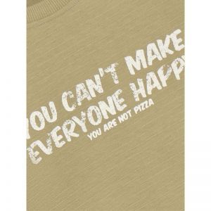 T-shirt text print pale olive gree
