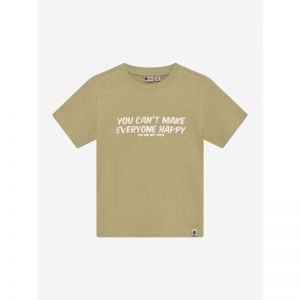 T-shirt text print pale olive gree