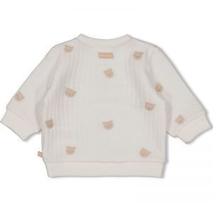 sweater embroidery-honey bear offwhite