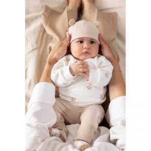sweater embroidery-honey bear offwhite
