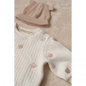 sweater embroidery-honey bear offwhite