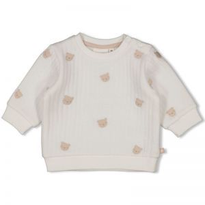 sweater embroidery-honey bear offwhite