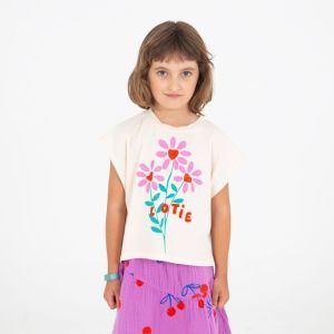 crop top flowers off white