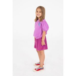 bloused jacquard tee-flowers magenta