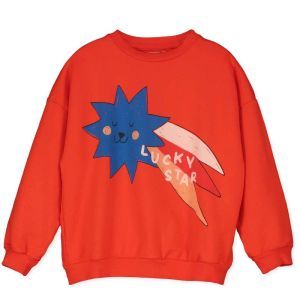 sweatshirt-big lucky star coral red
