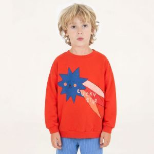 sweatshirt-big lucky star coral red