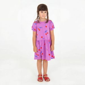 bloused sleeve dress-cherries magenta