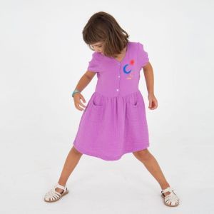 bloused woven dress-sun&moon magenta