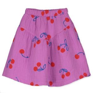 mid length skirt-cherries magenta