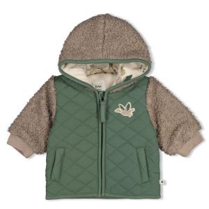 bouclé jas met capuchon-wiggle groen