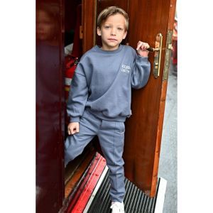 met backprint oversized blauw