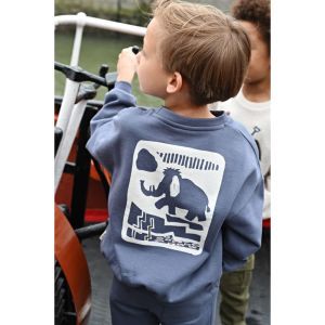 met backprint oversized blauw