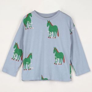 horses allover stone blue